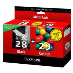 Lexmark 28 / 29 Ink Cartridge, Black, Tri-Colour Multipack, 18C1520E (package 2 each)